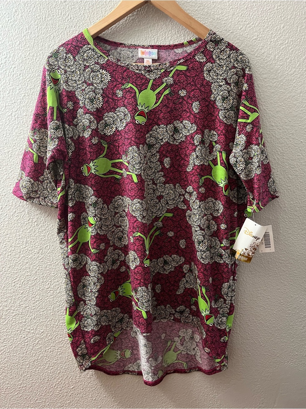 Disney Lularoe Whimsical Kermit Irma Tunic Top Oversized XS